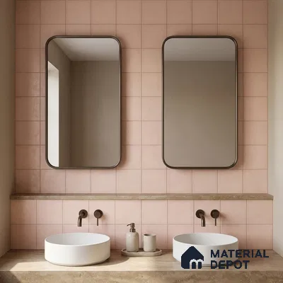 Subway Wall & Floor Tile TL 07615 L Coarse Pink 8 inch x 8 inch Vitrified Matte Finish - 9 mm  | 2 mm Spacer is Mandatory | Please Expect a Slight Variation of Pattern