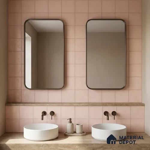 Subway Wall & Floor Tile TL 07615 L Coarse Pink 8 inch x 8 inch Vitrified Matte Finish - 9 mm | 2 mm Spacer is Mandatory | Please Expect a Slight Variation of Pattern