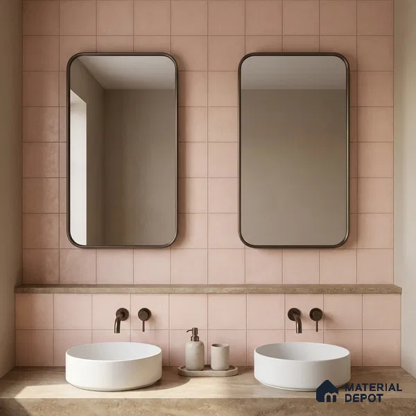 Subway Wall & Floor Tile TL 07615 L Coarse Pink 8 inch x 8 inch Vitrified Matte Finish - 9 mm  | 2 mm Spacer is Mandatory | Please Expect a Slight Variation of Pattern