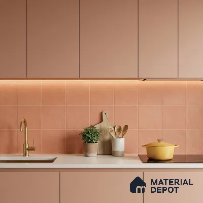Subway Wall & Floor Tile TL 07615 N Coarse Red 8 inch x 8 inch Vitrified Matte Finish - 9 mm  | 2 mm Spacer is Mandatory | Please Expect a Slight Variation of Pattern