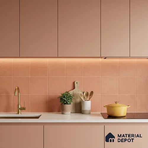 Subway Wall & Floor Tile TL 07615 N Coarse Red 8 inch x 8 inch Vitrified Matte Finish - 9 mm  | 2 mm Spacer is Mandatory | Please Expect a Slight Variation of Pattern