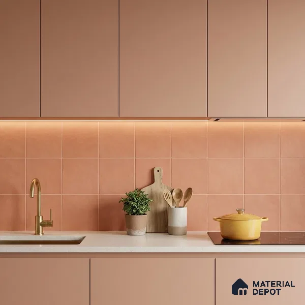 Subway Wall & Floor Tile TL 07615 N Coarse Red 8 inch x 8 inch Vitrified Matte Finish - 9 mm | 2 mm Spacer is Mandatory | Please Expect a Slight Variation of Pattern