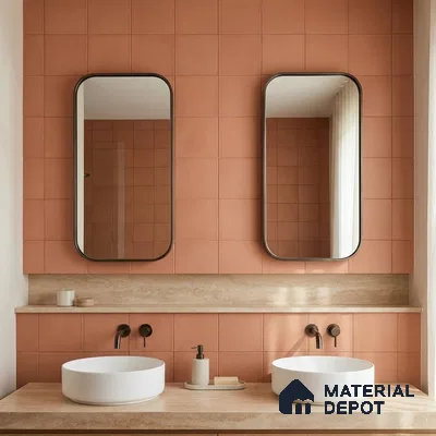 Subway Wall & Floor Tile TL 07615 N Coarse Red 8 inch x 8 inch Vitrified Matte Finish - 9 mm  | 2 mm Spacer is Mandatory | Please Expect a Slight Variation of Pattern