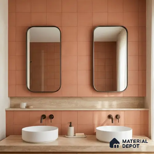 Subway Wall & Floor Tile TL 07615 N Coarse Red 8 inch x 8 inch Vitrified Matte Finish - 9 mm  | 2 mm Spacer is Mandatory | Please Expect a Slight Variation of Pattern