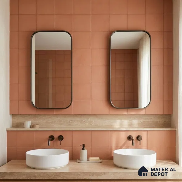 Subway Wall & Floor Tile TL 07615 N Coarse Red 8 inch x 8 inch Vitrified Matte Finish - 9 mm | 2 mm Spacer is Mandatory | Please Expect a Slight Variation of Pattern