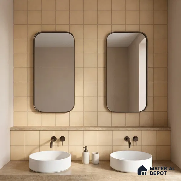 Subway Wall & Floor Tile TL 07615 R Coarse Yellow 8 inch x 8 inch Vitrified Matte Finish - 9 mm  | 2 mm Spacer is Mandatory | Please Expect a Slight Variation of Pattern