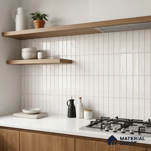 Subway Look Tile TL 07616 E Cambry White 1 ft x 2.95 inch Designer Tiles Ceramic Glossy Finish - 9 mm