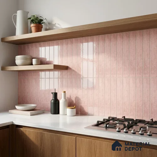Subway Look  Tile TL 07616 G Cambry Lotus 1 ft x 2.95 inch Designer Tiles Ceramic Glossy Finish - 9 mm