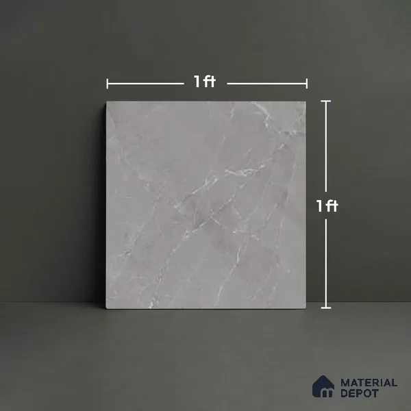 Grey Marble Floor Tile TL 07617 C  Bursa Grey Floor 1 ft x 1 ft Ceramic Matte Finish - 8 mm