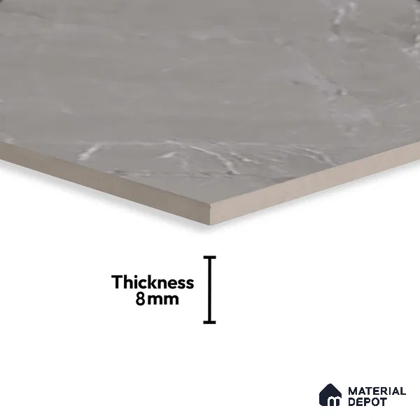 Grey Marble Wall & Floor Tile TL 07617 D Bursa Grey 2 ft x 1 ft Ceramic Matte Finish - 8 mm