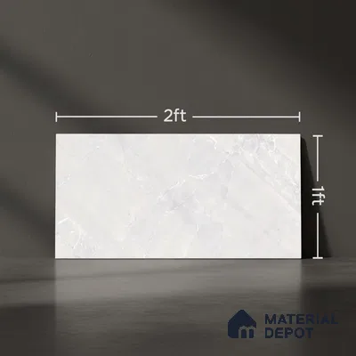 Marble Carrara Wall & Floor Tile TL 07617 Off-White 2 ft x 1 ft Matte Finish Ceramic Tile - 8 mm | Suitable For Living Room, Bedroom, Bathroom