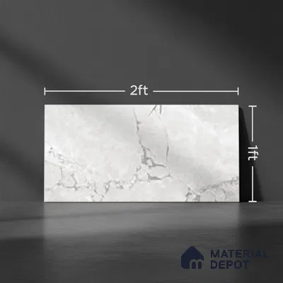 Grey Marble Wall & Floor Tile TL 07618 B  Vasto Bianco 2 ft x 1 ft Ceramic High Gloss Finish - 8 mm