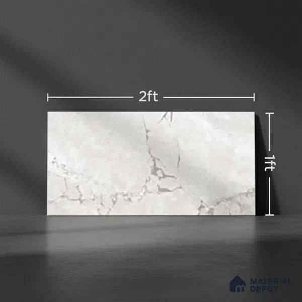 Grey Marble Wall & Floor Tile TL 07618 B  Vasto Bianco 2 ft x 1 ft Ceramic High Gloss Finish - 8 mm