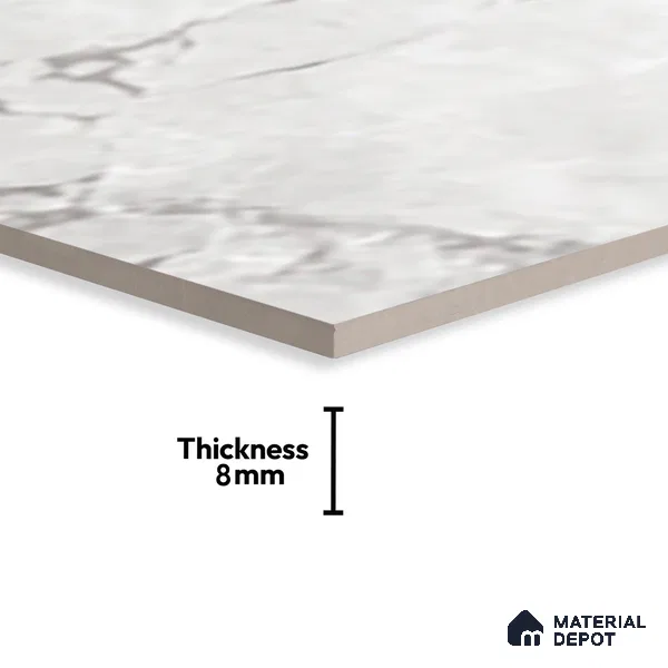 Grey Marble Wall & Floor Tile TL 07618 B  Vasto Bianco 2 ft x 1 ft Ceramic High Gloss Finish - 8 mm