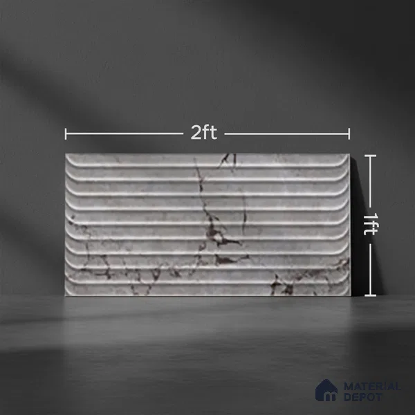 Grey Highlighter Wall Tile TL 07618 C Vasto Grey Decor 2 ft x 1 ft Ceramic High Gloss Finish - 8 mm | Suitable For Kitchen & Bathroom