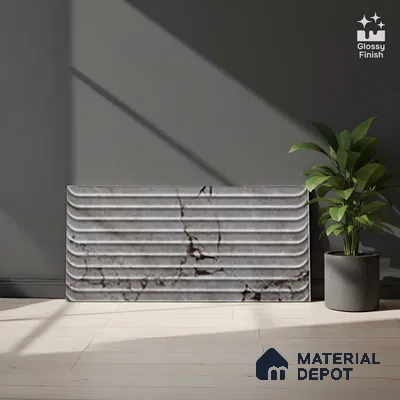 Grey Highlighter Wall Tile TL 07618 C Vasto Grey Decor 2 ft x 1 ft Ceramic High Gloss Finish - 8 mm | Suitable For Kitchen & Bathroom