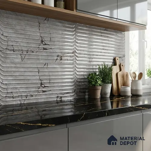 Grey Highlighter Wall Tile TL 07618 C Vasto Grey Decor 2 ft x 1 ft Ceramic High Gloss Finish - 8 mm