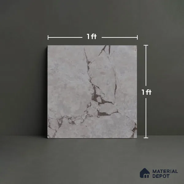 Grey Marble Floor Tile TL 07618 D Vasto Grey Floor 1 ft x 1 ft Ceramic Matte Finish - 8 mm