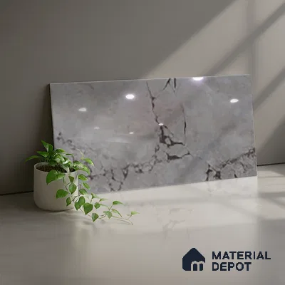 Grey Marble Wall & Floor Tile TL 07618 E  Vasto Grey 2 ft x 1 ft Ceramic High Gloss Finish - 8 mm