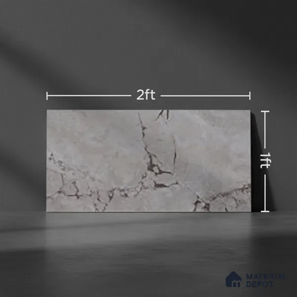 Grey Marble Wall & Floor Tile TL 07618 E Vasto Grey 2 ft x 1 ft Ceramic High Gloss Finish - 8 mm