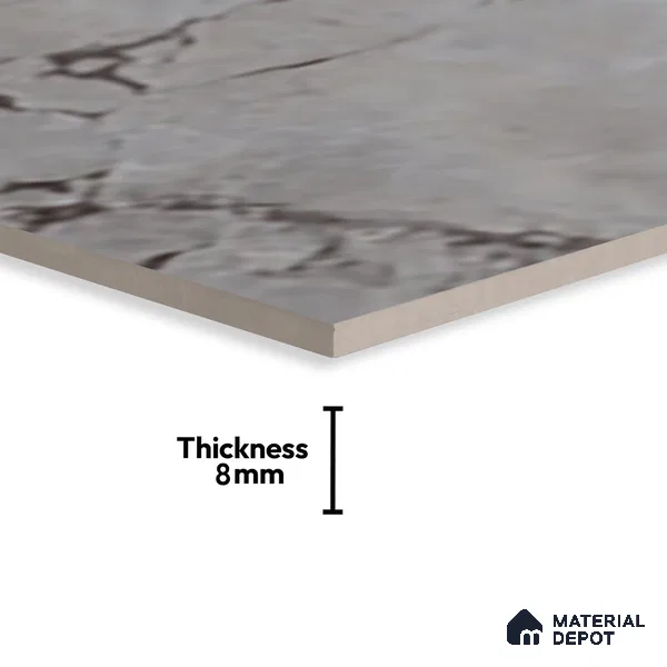 Grey Marble Wall & Floor Tile TL 07618 E Vasto Grey 2 ft x 1 ft Ceramic High Gloss Finish - 8 mm