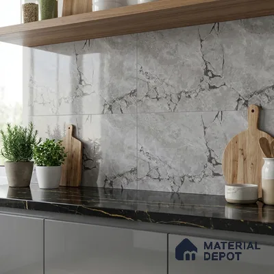 Grey Marble Wall & Floor Tile TL 07618 E  Vasto Grey 2 ft x 1 ft Ceramic High Gloss Finish - 8 mm (Sample)