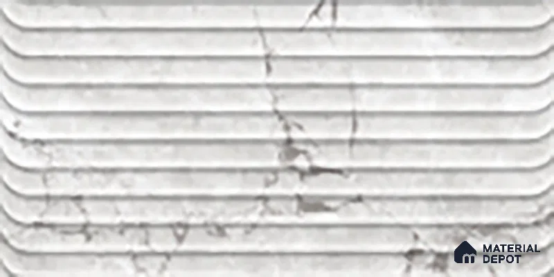 Grey Highlighter Wall Tile TL 07618 Vasto Bianco Decor 2 ft x 1 ft Ceramic High Gloss Finish - 8 mm | Suitable For Kitchen & Bathroom