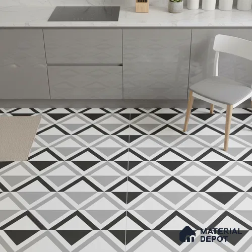 Moroccan Look Floor & Wall Tile TL 07619 Prism Monochrome 2 ft x 2 ft Rustic Carving Matte Finish Vitrified Tile - 9 mm | Suitable For Kitchen, Bathroom, Dining Area | Please Expect a Slight Variation of Pattern