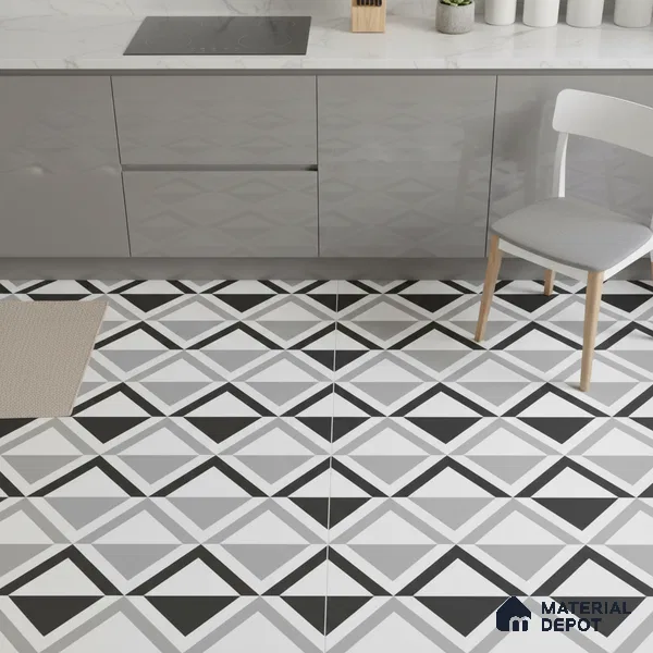 Geometric Look Floor & Wall Tile TL 07619 Crystal Prism 2 ft x 2 ft Rustic Carving Matte Finish Vitrified Tile - 9 mm |  Suitable For Living Room, Bedroom, Bathroom, Kitchen & Dining | Please Expect a Slight Variation of Pattern (Sample)