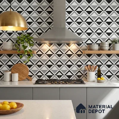 Moroccan Look Floor & Wall Tile TL 07619 Prism Monochrome 2 ft x 2 ft Rustic Carving Matte Finish Vitrified Tile - 9 mm | Suitable For Kitchen, Bathroom, Dining Area | Please Expect a Slight Variation of Pattern