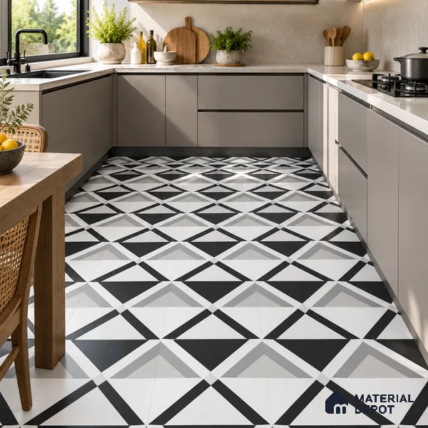Moroccan Look Floor & Wall Tile TL 07619 Prism Monochrome 2 ft x 2 ft Rustic Carving Matte Finish Vitrified Tile - 9 mm | Suitable For Kitchen, Bathroom, Dining Area | Please Expect a Slight Variation of Pattern