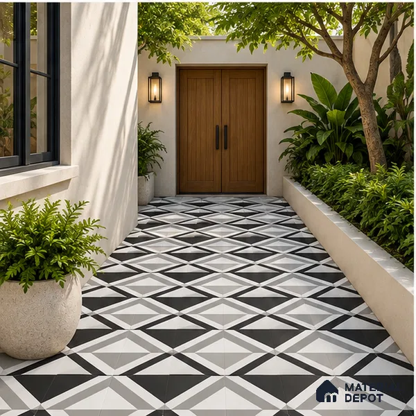 Moroccan Look Floor & Wall Tile TL 07619 Prism Monochrome 2 ft x 2 ft Rustic Carving Matte Finish Vitrified Tile - 9 mm | Suitable For Kitchen, Bathroom, Dining Area | Please Expect a Slight Variation of Pattern
