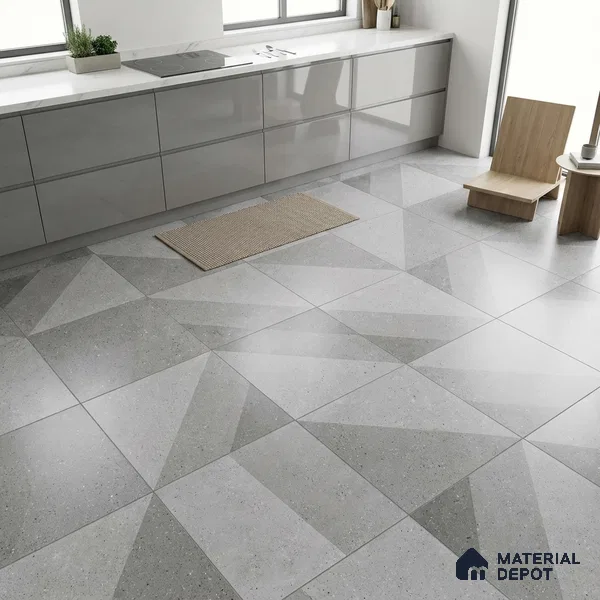 Stone Wall & Floor Tile TL 07620 Terrazzo Fusion Art 2 ft x 2 ft Vitrified Matte Finish - 9 mm | 8 Random Design | Please Expect a Slight Variation of Pattern