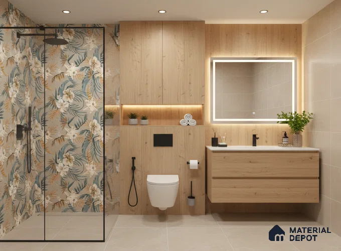 Stone Floor Tile TL 11016 C Interno Beige 2 ft x 2 ft Matte Finish Vitrified Tile - 9 mm | 4 Random Design | Suitable For Bathroom, Terrace & Balcony