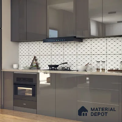 Moroccan Floor & Wall Tile TL 07626 Monochrome Lattice 1 ft x 1 ft Matte Finish Vitrified Tile - 9 mm | Suitable For Bathroom, Kitchen, Dining Area | Please Expect a Slight Variation of Pattern