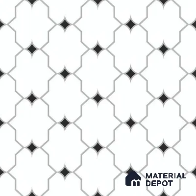 Moroccan Floor & Wall Tile TL 07626 Monochrome Lattice 1 ft x 1 ft Matte Finish Vitrified Tile - 9 mm | Suitable For Bathroom, Kitchen, Dining Area | Please Expect a Slight Variation of Pattern