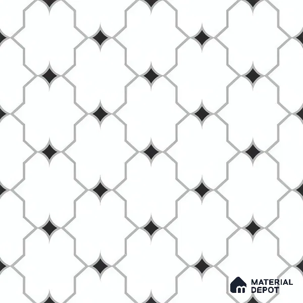 Moroccan Floor & Wall Tile TL 07626 Monochrome Lattice 1 ft x 1 ft Matte Finish Vitrified Tile - 9 mm | Suitable For Bathroom, Kitchen, Dining Area | Please Expect a Slight Variation of Pattern