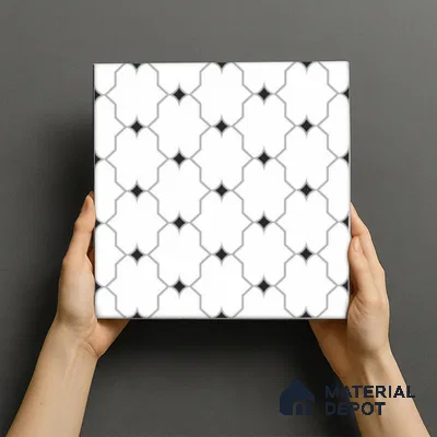 Moroccan Floor & Wall Tile TL 07626 Monochrome Lattice 1 ft x 1 ft Matte Finish Vitrified Tile - 9 mm | Suitable For Bathroom, Kitchen, Dining Area | Please Expect a Slight Variation of Pattern