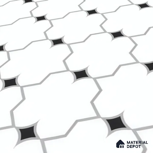 Moroccan Floor & Wall Tile TL 07626 Monochrome Lattice 1 ft x 1 ft Matte Finish Vitrified Tile - 9 mm | Suitable For Bathroom, Kitchen, Dining Area | Please Expect a Slight Variation of Pattern
