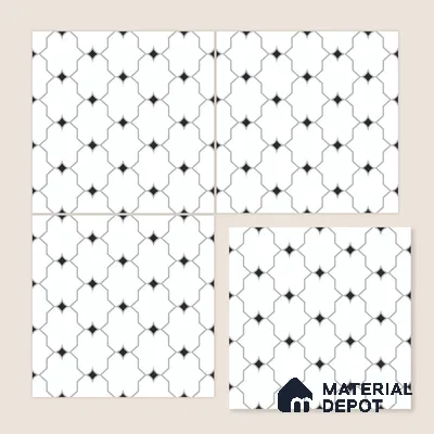 Moroccan Floor & Wall Tile TL 07626 Monochrome Lattice 1 ft x 1 ft Matte Finish Vitrified Tile - 9 mm | Suitable For Bathroom, Kitchen, Dining Area | Please Expect a Slight Variation of Pattern