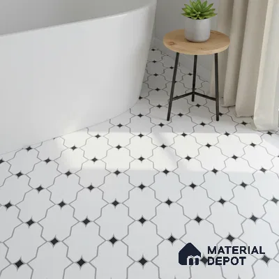 Moroccan Floor & Wall Tile TL 07626 Lattice Charm 1 ft x 1 ft Matte Finish Vitrified Tile - 9 mm | Suitable For Bathroom, Kitchen, Living Area | Please Expect a Slight Variation of Pattern (Sample)
