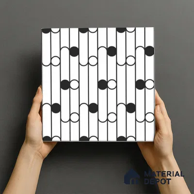 Moroccan Floor & Wall Tile TL 07627 Monochrome Artline Noir 1 ft x 1 ft Matte Finish Vitrified Tile - 9 mm | Suitable For Bathroom, Kitchen, Entryway | Please Expect a Slight Variation of Pattern