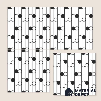 Moroccan Floor & Wall Tile TL 07627 Monochrome Artline Noir 1 ft x 1 ft Matte Finish Vitrified Tile - 9 mm | Suitable For Bathroom, Kitchen, Entryway | Please Expect a Slight Variation of Pattern
