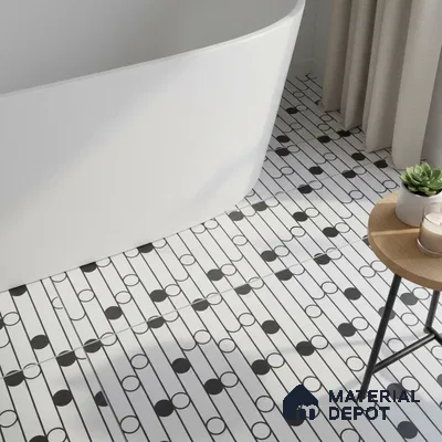 Moroccan Floor & Wall Tile TL 07627 Artline Noir 1 ft x 1 ft Matte Finish Vitrified Tile - 9 mm | Suitable For Bathroom, Kitchen, Living Area | Please Expect a Slight Variation of Pattern (Sample)