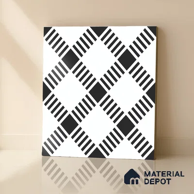 Moroccan Floor & Wall Tile TL 07628 Monochrome Matrix 1 ft x 1 ft Matte Finish Vitrified Tile - 9 mm | Suitable For Bathroom, Kitchen, Entryway | Please Expect a Slight Variation of Pattern