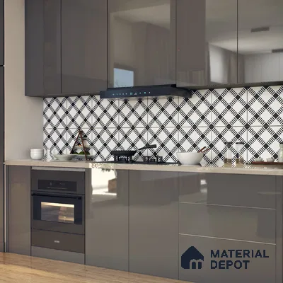 Moroccan Floor & Wall Tile TL 07628 Monochrome Matrix 1 ft x 1 ft Matte Finish Vitrified Tile - 9 mm | Suitable For Bathroom, Kitchen, Entryway | Please Expect a Slight Variation of Pattern