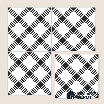Moroccan Floor & Wall Tile TL 07628 Monochrome Matrix 1 ft x 1 ft Matte Finish Vitrified Tile - 9 mm | Suitable For Bathroom, Kitchen, Entryway | Please Expect a Slight Variation of Pattern
