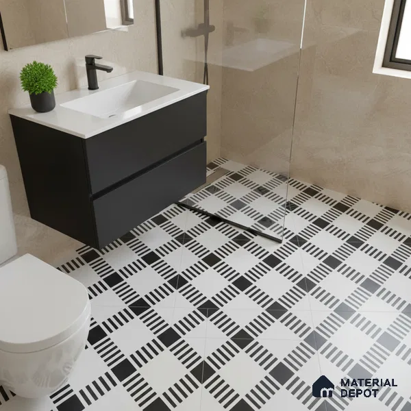 Moroccan Floor & Wall Tile TL 07628 Mono Matrix 1 ft x 1 ft Matte Finish Vitrified Tile - 9 mm | Suitable For Bathroom, Kitchen, Living Area | Please Expect a Slight Variation of Pattern (Sample)