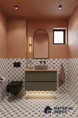 Moroccan Floor & Wall Tile TL 07629 Monochrome Star Lattice 1 ft x 1 ft Matte Finish Vitrified Tile - 9 mm | Suitable For Bathroom, Kitchen, Entryway | Please Expect a Slight Variation of Pattern