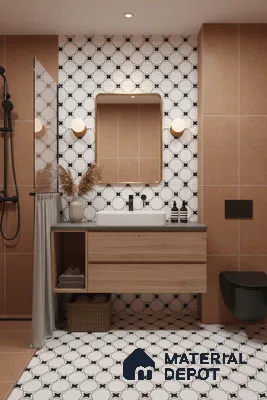 Moroccan Floor & Wall Tile TL 07629 Star Lattice 1 ft x 1 ft Matte Finish Vitrified Tile - 9 mm | Suitable For Bathroom, Kitchen, Living Area | Please Expect a Slight Variation of Pattern (Sample)